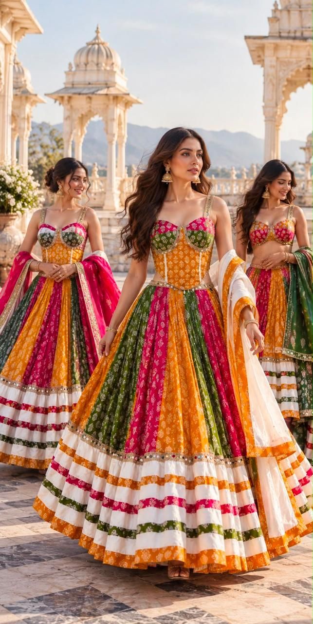 Multicolour Panelled Chaniya Choli — additional view