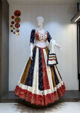 Navy & Red Panelled Chaniya Choli with Mirror Work — additional view
